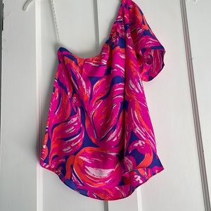 Lilly Pulitzer Fifer one shoulder silk top